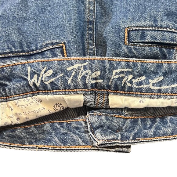 We The Free Womens Super High Rise Blue Denim Button Front Mini Skirt Sz 27 - Picture 4 of 6